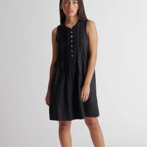 QUINCE Black European Linen Short Sleeve Dress Tunic Sz S